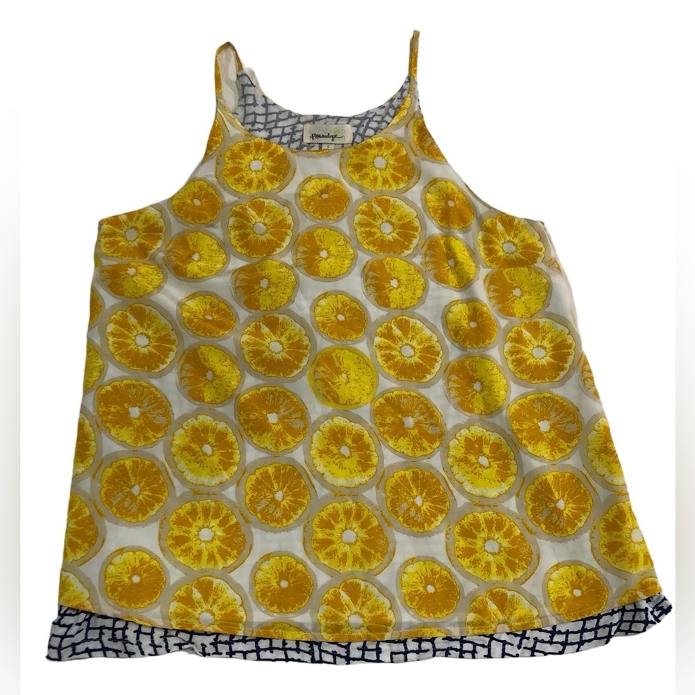 Anthropologie Porridge Tank Top yellow fruit print size small